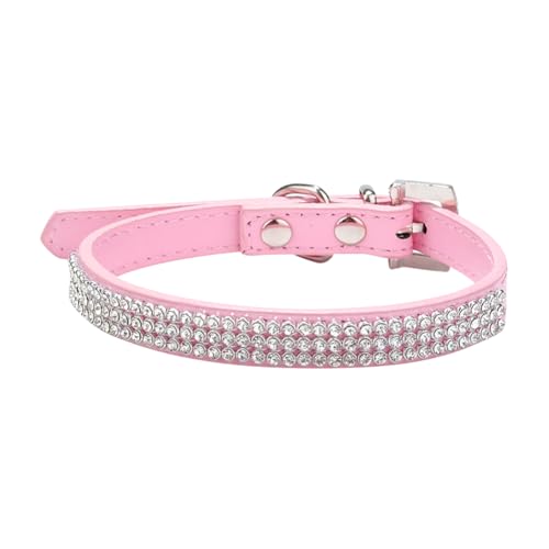JIHUOO Collier pour chien en cuir PU avec strass - Collier pour chien - Collier réglable en cristal pour chiot - Collier décoratif pour chat - Collier élégant pour...