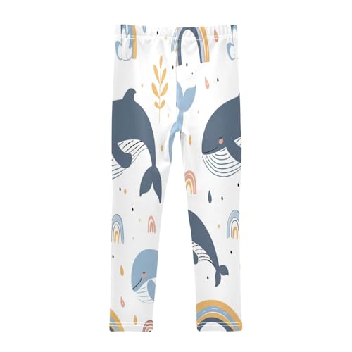 Bolaz Toddler Girls Leggings Printed Yoga Pants Leggings Rainbow Blue Whale for Kids2