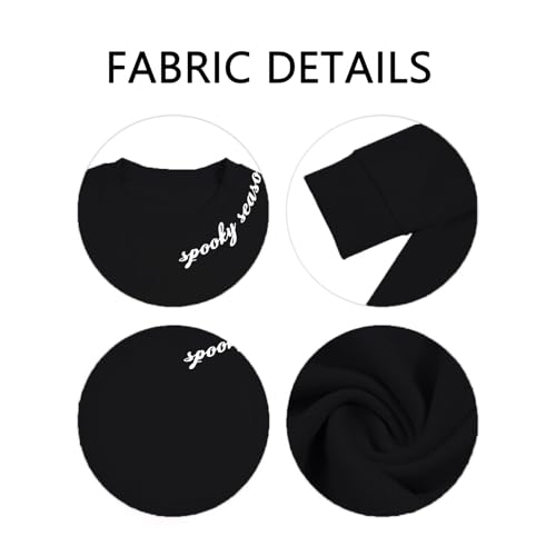 Halloween Sweatshirt for Women Halloween Ghost Long Sleeve Sweatshirts Spooky Season Fall Crewneck Pullover Tops4