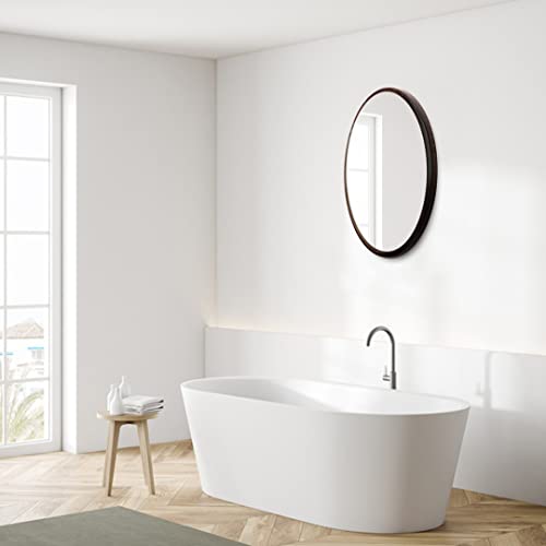 Image of Quality Glass Wall Mirror Metal Frame Round Wall Mirror for Bathroom, Living Room, Vanity Decorative Wall Mirror Wall Mounted (24x24 Inches) - Black
