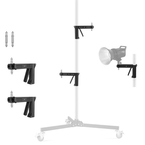 Schweres Stahl-Pistolengriff-Lichtstativ auf Rädern mit Schiebearm und verchromter Säulenhalterung für den Studioeinsatz, maximale Höhe 6,5 ft, maximale Belastung 22lb (Gleitender Arm)