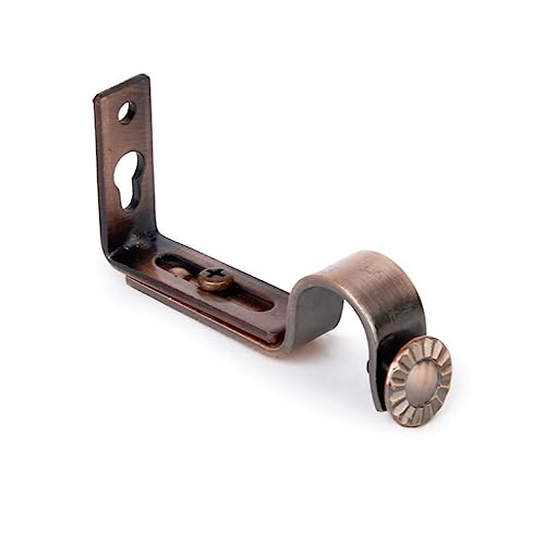 6pcs Adjustable Curtain Rod Brackets for 18-22mm Rods - Wall Mounted Drapery Holders Copper Finish Perfect for Hanging Wall Curtains in Any Room