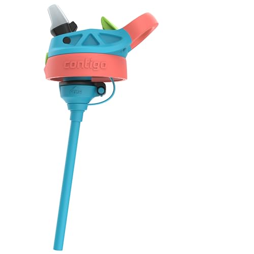 Image of Contigo Kids Cleanable AutoSpout Water Bottle with Pop up-Straw, BPA-Free Plastic, 20oz, Blue Raspberry & Coral