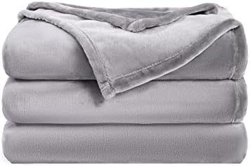 VOTOWN HOME Fleece Throw Blankets, Light Blue Sofa Throws Blanket for Bed, Soft Fluffy Flannel Couch Blanket Throw, Queen Size 220x240cm