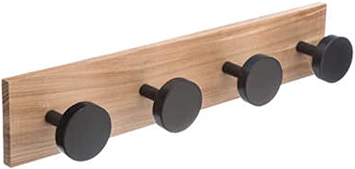 Porte-manteaux avec 4 crochets ronds noirs en bois moderne et unique