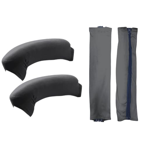 Image of HOKIPO 'SereneSolids' 140 GSM Armrest Covers for Office Chair (Zipper Style), 1 Pair, Grey (AR-5934-GRY)