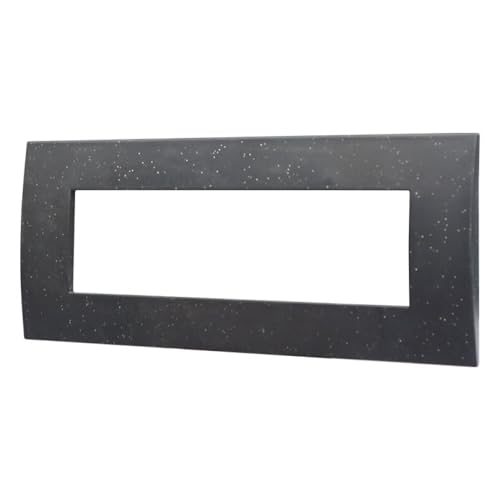 Plaque de finition 7 modules noir brillant pour salon moderne compatible Vimar Arke