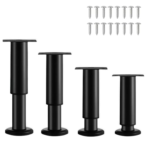 4 Patas metálicas Ajustables para Muebles, Patas de Soporte para Camas, Patas de Mesa de Altura Ajustable, pies de Repuesto para Muebles, sofás, sillas y armarios (6-8,5 cm/2,36-3,