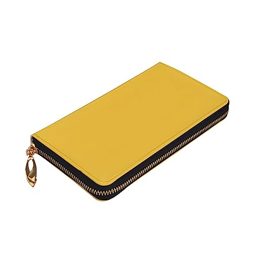 Leather Wallet 7.48 x 4.13 in - Stylish and Durable Wallet for Women with Multiple Compartments and Zipper Design Solid color gold Prints3