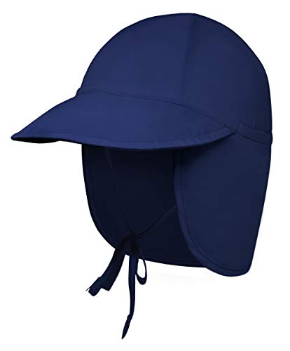 Kids Sun Hat for Boys & Girls - Toddler Beach Bucket Hats with UV Protection - UPF 50 Infant/Baby Flap Swim Cap - Great for Summer Fishing, Safari & Outdoor Play (Navy, 0-6 Months)