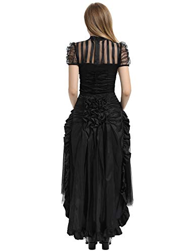 Women Gothic Victorian Steampunk Skirt Bustle Style Vintage Tie Up Long Maxi Skirt Xl Black #TOP5