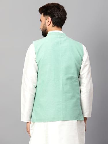 Image of LATEST CHIKAN Men's Traditional Cotton Solid Nehru Jacket /Waistcoat