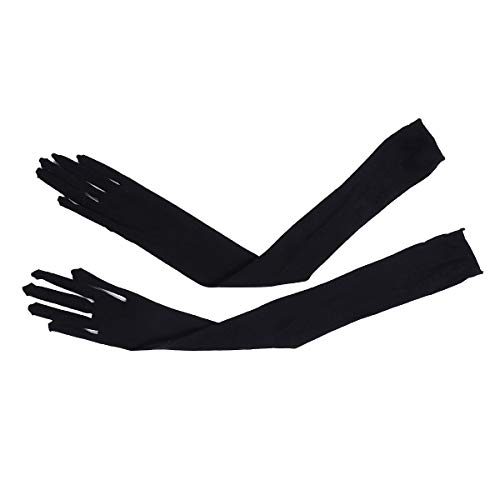 Tiaobug Women's Ultra-Thin Sheer Seamless Nylon Mesh Opera Length Glove Mittens Black One Size #TOP4