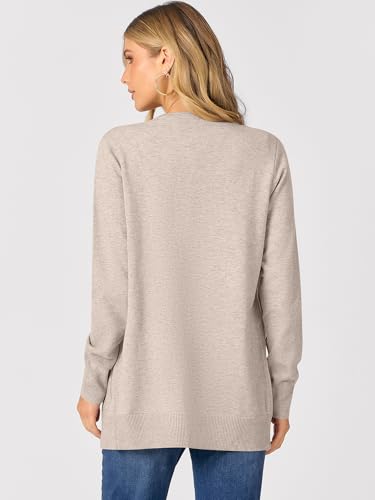 ANRABESS Women's Cardigans 2026 Fall Dressy Casual Long Sleeve Crewneck Button Down Open Front Soft Knit Cardigan Sweaters Almond XX-Large — view 5