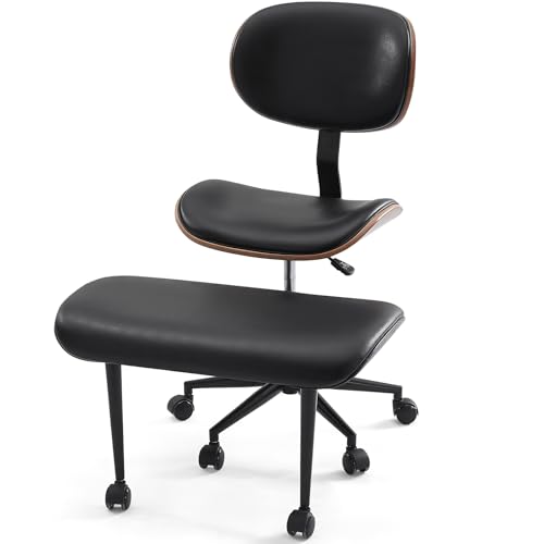 Bestier Cross Legged Office Chair with Footrest Support, Ergonomic Criss Cross Desk Chair for ADHD & Active Sitters, Meditation Chair for Home Office, Easy Assembly Black