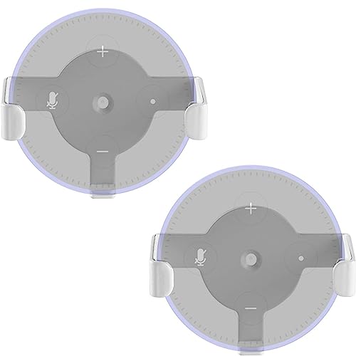 Image of Metal Wall Mount Echo Dot 2nd Generation Holder Bracket Case Stand for Smart Home Speaker Assistant (SWM-EH-02W), 2 Packs, White by WALI