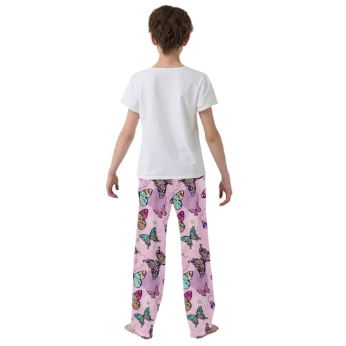 ZZKKO Bright Glitter Butterflies Boys Pants for Kids Jogger Pants with Pockets S-XL3