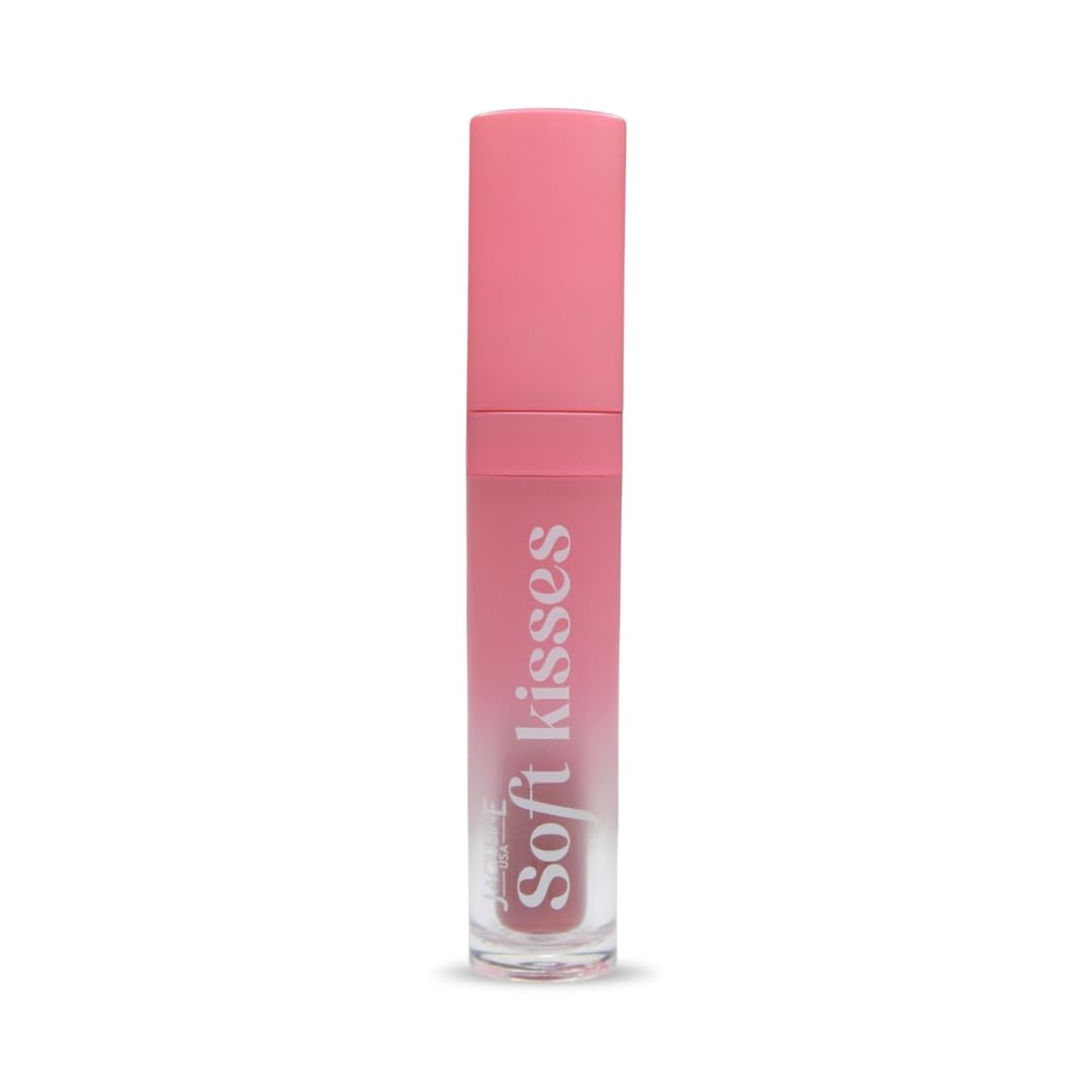 JAQULINE USA Soft Kisses Matte Finish Lipstick | Long-Lasting Color | Silky-Smooth Texture | Enriched with Vitamin E & Hyaluronic Acid - Blush Buzz 08, 4.2 ml