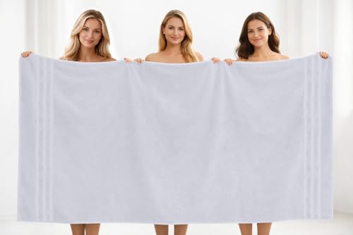 Image of DAN River 2 Pack Bath Sheets Extra Large 35x70, Large Bath Towels for Adults, XL Oversized Heavy Duty Towel Set, 600 GSM 100% Ring Spun Cotton, Soft Quick Dry, White