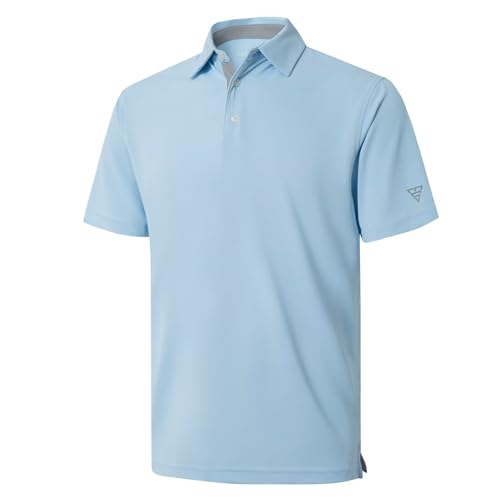 M MAELREG Mens Pique Polo Shirts Short Sleeve Performance Moisture Wicking Quick Dry Casual Golf Shirts for Men Sky Blue