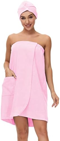 Bathrobe Bath Towel Wrap Women’s Soft Water Absorbent Bathing Skirt for Sauna Spa Shower Elastic Nightwear Hair Drying Hat