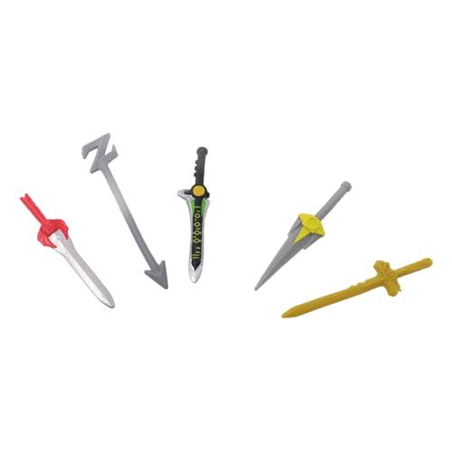 Imaginext Replacement Parts for Collectible Fisher-Price Inspired by Power-Rangers Playset DRY12 - Includes 4 Swords and 1 Lord Zedd Z Staff