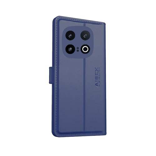 Image of AIBEX Compatible for iQOO 13 5G Flip Cover Leather Finish with Magnatic Closure | Inside TPU with Card Pockets | Wallet Stand | Complete Protection Flip Case -Blue
