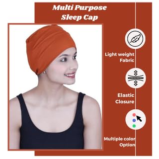 Image of The Headscarves Women Silky Soft Bamboo Viscose Sleep Cap for Hair Loss Chemo Headwear Skull Cap Free Size (Multicolor) (HS3 Multicolor)