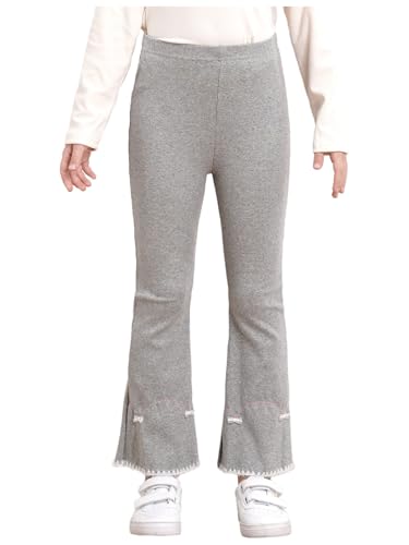 Girls Toddlers Ribbed Flared Leggings Kids Elastic Waist Ruffle Bell Bottoms Bowknots Cotton Yoga Pants