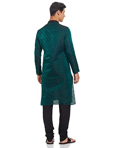 Image of Manyavar Men's Jacquard Hand Embroidered Kurta Churidar Set (2pcs)