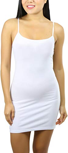 ToBeInStyle Women's Adjustable Spaghetti Strap Cami-Dress - White - Large