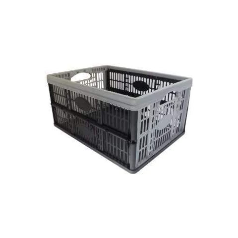 5 x 32 Litre Foldable Crate Plastic Storage Box Basket Cover