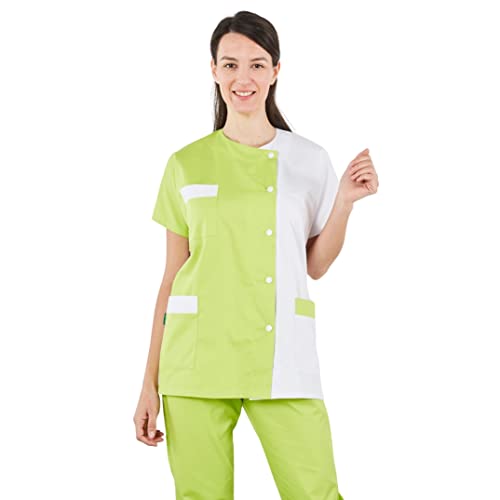 Blouse médicale aide à domicile blanche verte Hurry Jump taille 48 50