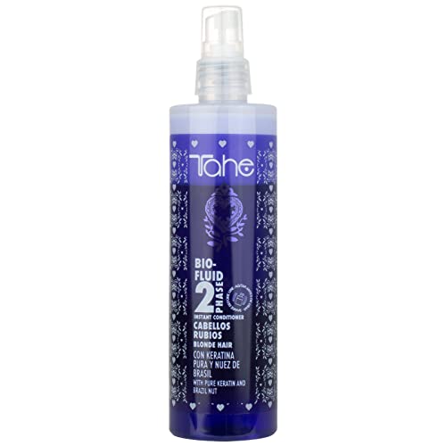 Tahe Bio-Fluid Acondicionador Matizador 2-Phase sin Aclarado para Cabellos Rubios con Queratina Pura y Nuez de Brasil, 300 ml