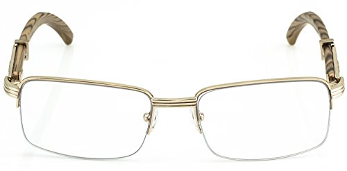 FLAWLESS EYEWEAR Elite WOOD Art Nouveau VINTAGE Semi Rimless Style Gangster RICH Frame EyeGlasses3