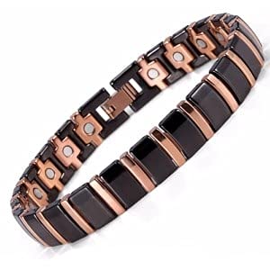 Bracelet magnétique en céramique avec aimants - noir et cuivre en 19,6 cm - bracelet aimanté - bracelet 3000 Gauss - bracelet femme - bijoux magnétiques - Jason