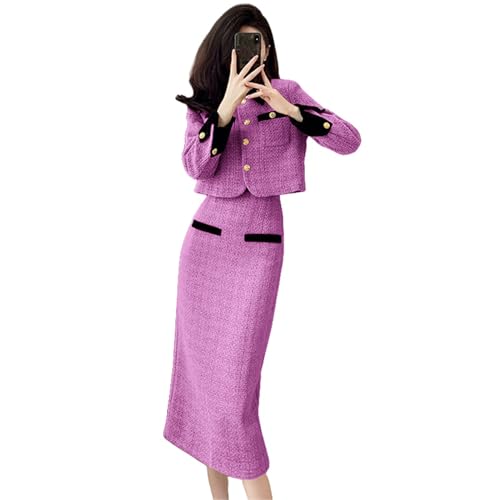 Ensemble 2 pièces en tweed pour femme costume automne hiver chic