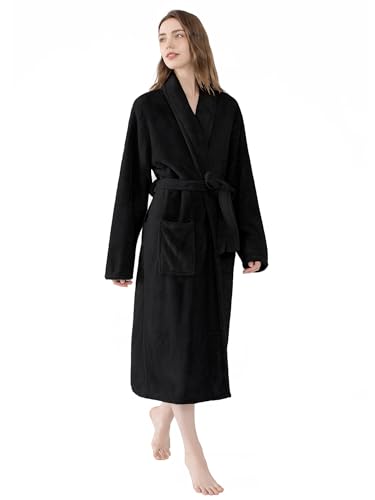 Image of Soft Robe For Women,Warm Plush Bath Robes Female,Spa Towel After Shower Lightweight Long Bathrobe