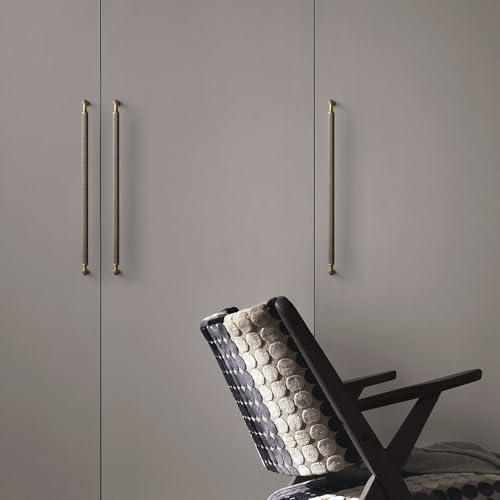 Image of Goo-Ki 6 Pack 12 5 /8 Inch Antique Brass Knurled Cabinet Pull Handle - Textured Non-Slip Grip, Classic Vintage Design for Kitchen Cabinets & Furniture Drawers