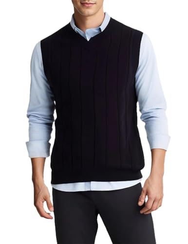 Men's V-Neck Striped Pullover Sweater Vest Stylish Classic Warm Business Casual Waistcoat2