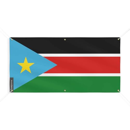 Drapeau du Soudan du Sud grand format 190x380cm avec 6 oeillets résistants