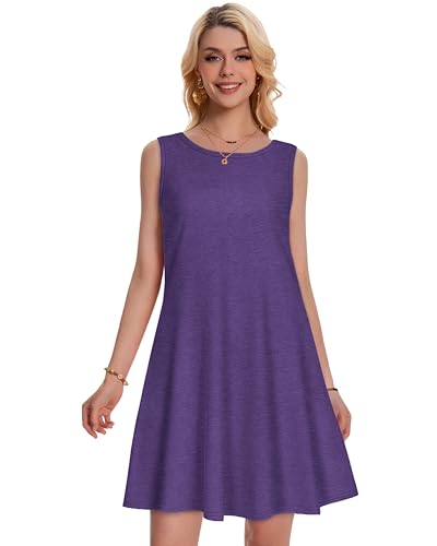 Image of Summer Dresses for Women Beach Boho Sleeveless Vintage Floral Flowy Pocket Tshirt Tank Sundresses 2026