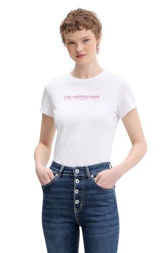 Karl Lagerfeld T-Shirt Jeans Femme Slim en coton noir col rond et manches courtes