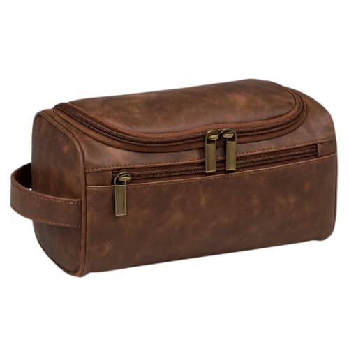 Bolsa de Higiene Pessoal Necess?rie Viagem Vintage em Couro Masculina Feminina (marrom 2)