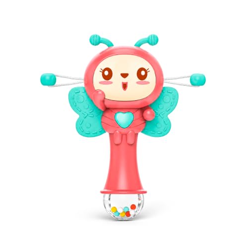 Image of WISHKEY 3-in-1 Musical Rattle Drum Teether Toy for Kids | Light & Sound Baby Rattle Toy with Butterfly Design | BPA-Free, Safe Plastic Battery Operated | Toy for Toddlers Assorted 3+ Years (Pack of 1)