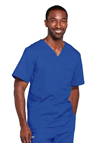 Image of Cherokee Scrubs for Men & Women V-Neck Scrub Top with 4 Pockets, Cotton Blend Soft Stretchy Easy Care Nursing Uniform - 4725