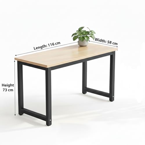 Image of Solid Wood Table Top with Iron /Metal Leg & Elegent Color Working /Writing Desk /Study Desk /Office Desk /Kids Study Table for Study Room | Office | Library | Kids Room |