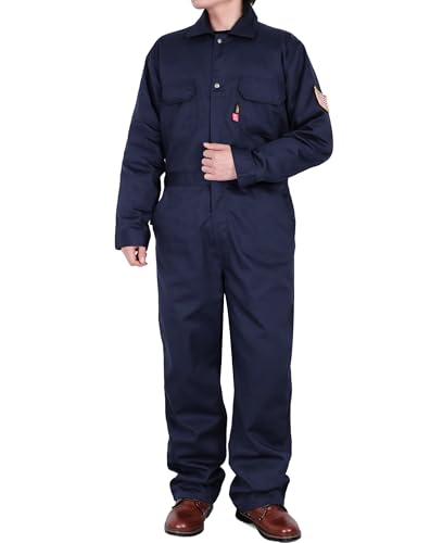 BOCOMAL Men’s 7.5oz Flame-Resistant Coveralls Navy