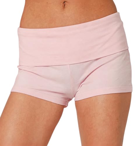 Image of Women Low Waist Lounge Shorts Fold Over Skinny Pajamas Shorts Summer Casual Pj Bottom Sleep Shorts