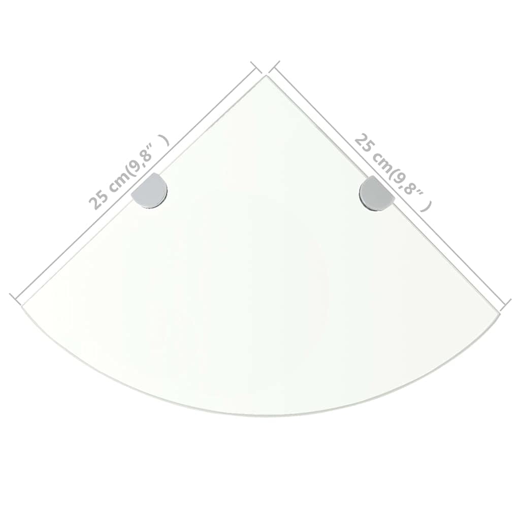 Tomostar Étagère d'angle en Verre Trempé, Étagère Salle de Bain Murale ave Supports chromés Verre Transparent 25 x 25 cm